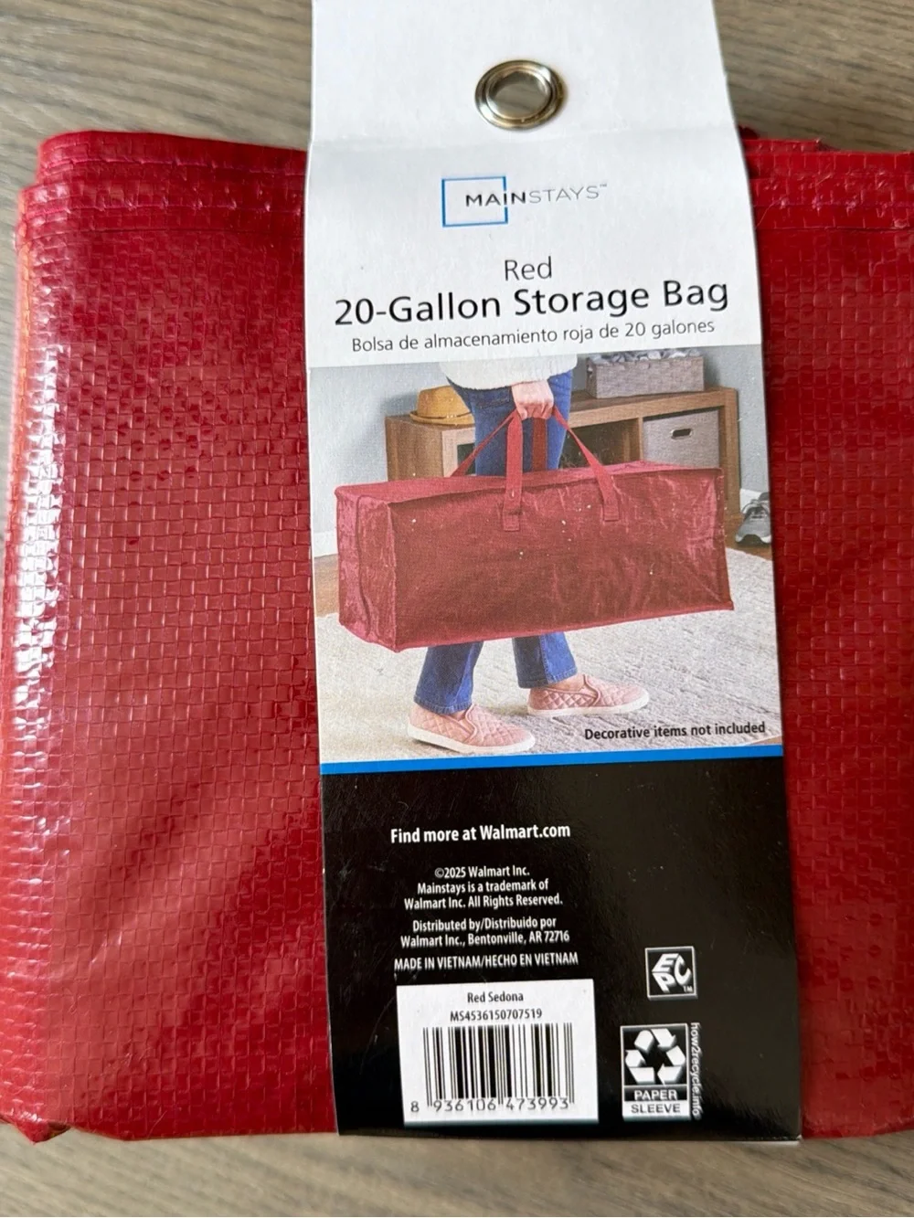 Mainstays Red 20-Gallon Storage Bag new